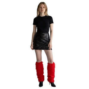 Red Faux Fur Rave Leg Warmers Boot Covers Festival Fluffies Gogo Dancer Costume